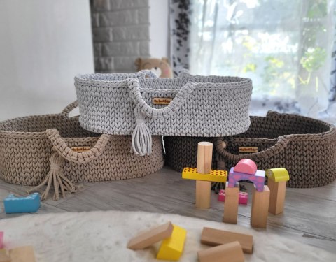 Kosz Mojżesza BOHO bawełniany- nosidełko dla lalek - jasny beż Kosz Mojżesza BOHO bawełniany- nosidełko dla lalek - jasny beż