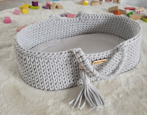 Kosz Mojżesza BOHO bawełniany- nosidełko dla lalek - jasny szary Kosz Mojżesza BOHO bawełniany- nosidełko dla lalek - jasny szary