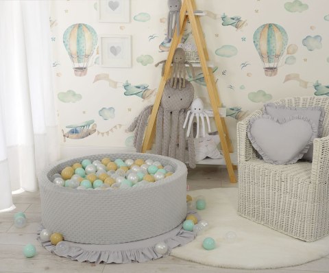 Suchy basen z piłeczkami 300 szt. Minky 90 cm dla dzieci – H-30 cm - jasnoszary Suchy basen z piłeczkami 300 szt. Minky 90 cm dla dzieci – H-30 cm - jasnoszary