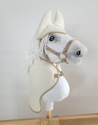 Polarowa derka i nauszniki dla konia Hobby Horse A3, kremowy