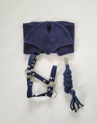 Polarowa derka i nauszniki dla konia Hobby Horse A3, granat
