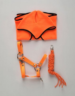 Polarowa derka i nauszniki dla konia Hobby Horse A3, neon orange