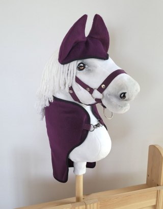 Polarowa derka i nauszniki dla konia Hobby Horse A3, śliwka