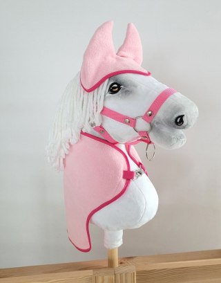 Polarowa derka i nauszniki dla konia Hobby Horse A4, jasny różowy