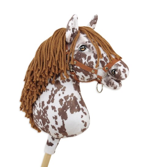 Hobby Horse Duży koń na kiju Premium - tarantowaty biało-brązowy z brązową grzywą A3 Hobby Horse Duży koń na kiju Premium - tarantowaty biało-brązowy z brązową grzywą A3