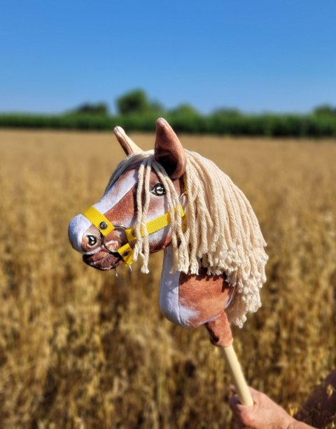 Premium Hobby Horse – Mały koń na kiju A4, srokaty tobiano z beżową grzywą