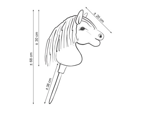 Premium Hobby Horse – Mały koń na kiju A4, biało-brązowy tarantowaty z białą grzywą Premium Hobby Horse – Mały koń na kiju A4, biało-brązowy tarantowaty z białą grzywą
