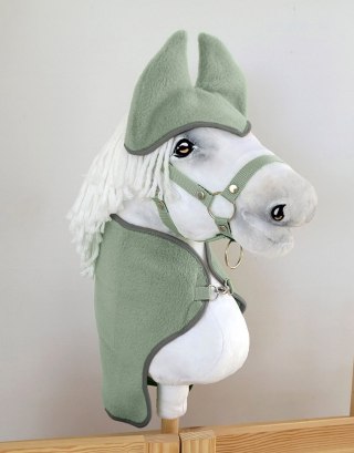 Polarowa derka i nauszniki dla konia Hobby Horse A3, szałwia