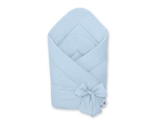 Dwustronny rożek dla niemowląt miękki bawełniany z wiązaniem - niebieski