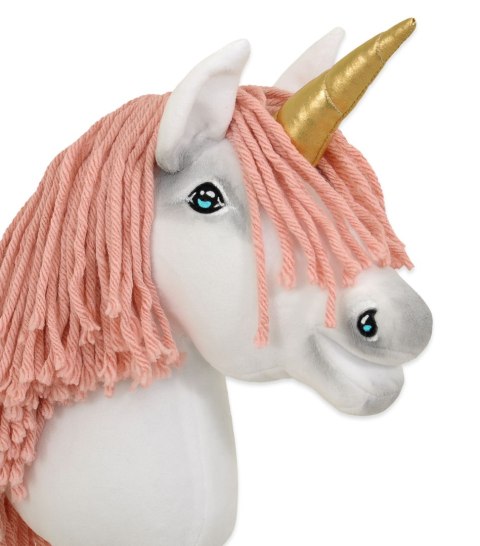 Hobby Horse Jednorożec na kiju mały biały grzywa brudny róż i złoty róg Hobby Horse Jednorożec na kiju mały biały grzywa brudny róż i złoty róg