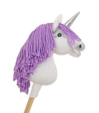 Hobby Horse Jednorożec na kiju mały biały, grzywa fioletowa i srebrny róg