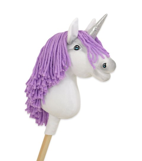 Hobby Horse Jednorożec na kiju mały biały, grzywa fioletowa i srebrny róg Hobby Horse Jednorożec na kiju mały biały, grzywa fioletowa i srebrny róg