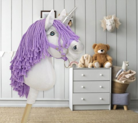 Hobby Horse Jednorożec na kiju mały biały, grzywa fioletowa i srebrny róg Hobby Horse Jednorożec na kiju mały biały, grzywa fioletowa i srebrny róg