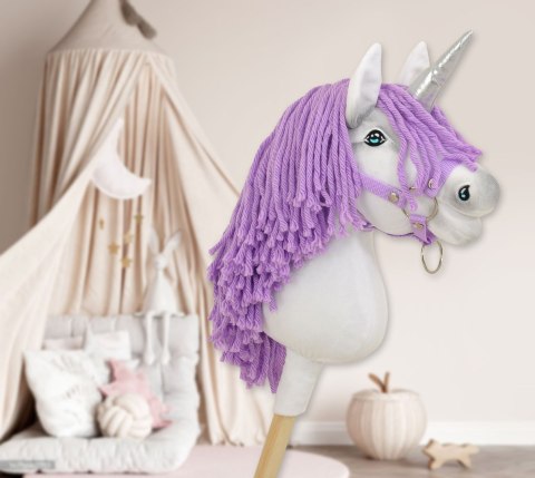 Hobby Horse Jednorożec na kiju mały biały, grzywa fioletowa i srebrny róg Hobby Horse Jednorożec na kiju mały biały, grzywa fioletowa i srebrny róg