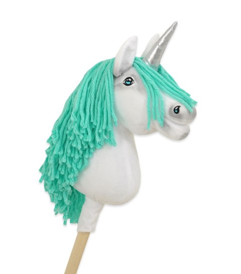 Hobby Horse Jednorożec na kiju mały biały, grzywa miętowa i srebrny róg Hobby Horse Jednorożec na kiju mały biały, grzywa miętowa i srebrny róg
