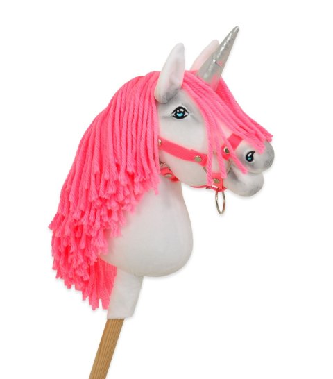 Hobby Horse Jednorożec na kiju mały biały, grzywa neon róż i srebrny róg Hobby Horse Jednorożec na kiju mały biały, grzywa neon róż i srebrny róg