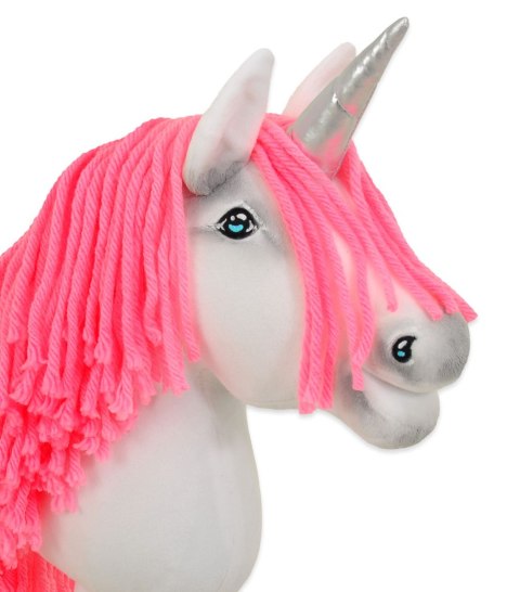 Hobby Horse Jednorożec na kiju mały biały, grzywa neon róż i srebrny róg Hobby Horse Jednorożec na kiju mały biały, grzywa neon róż i srebrny róg