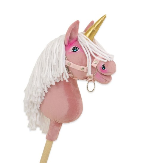 Hobby Horse Jednorożec na kiju mały brudny róż z białą grzywą i złotym rogiem Hobby Horse Jednorożec na kiju mały brudny róż z białą grzywą i złotym rogiem