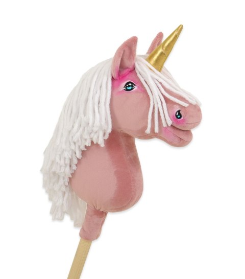 Hobby Horse Jednorożec na kiju mały brudny róż z białą grzywą i złotym rogiem Hobby Horse Jednorożec na kiju mały brudny róż z białą grzywą i złotym rogiem