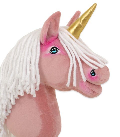 Hobby Horse Jednorożec na kiju mały brudny róż z białą grzywą i złotym rogiem Hobby Horse Jednorożec na kiju mały brudny róż z białą grzywą i złotym rogiem