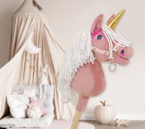 Hobby Horse Jednorożec na kiju mały brudny róż z białą grzywą i złotym rogiem Hobby Horse Jednorożec na kiju mały brudny róż z białą grzywą i złotym rogiem