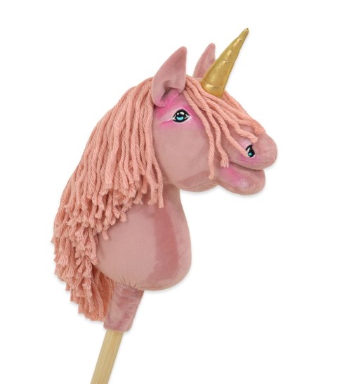 Hobby Horse Jednorożec na kiju mały brudny róż z różową grzywą i złotym rogiem Hobby Horse Jednorożec na kiju mały brudny róż z różową grzywą i złotym rogiem