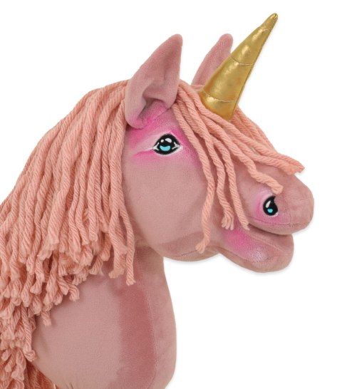 Hobby Horse Jednorożec na kiju mały brudny róż z różową grzywą i złotym rogiem Hobby Horse Jednorożec na kiju mały brudny róż z różową grzywą i złotym rogiem