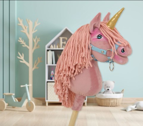 Hobby Horse Jednorożec na kiju mały brudny róż z różową grzywą i złotym rogiem Hobby Horse Jednorożec na kiju mały brudny róż z różową grzywą i złotym rogiem