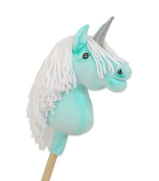 Hobby Horse Jednorożec na kiju mały miętowy z białą grzywą i srebrnym rogiem