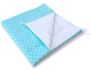 Dwustronna mata do namiotu TIPI - Białe grochy na turkusie