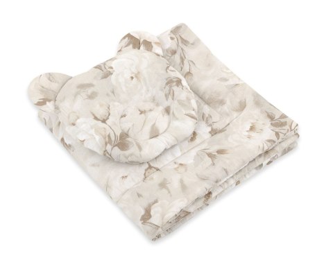 Pościel dla niemowląt z wypełnieniem – kołderka i poduszka Miś - Peonies beige Pościel dla niemowląt z wypełnieniem – kołderka i poduszka Miś - Peonies beige