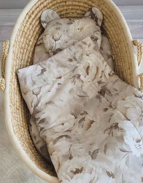 Pościel dla niemowląt z wypełnieniem – kołderka i poduszka Miś - Peonies beige Pościel dla niemowląt z wypełnieniem – kołderka i poduszka Miś - Peonies beige