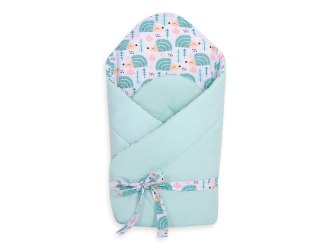 Usztywniany rożek dla niemowląt z wiązaniem - miętowe jeże