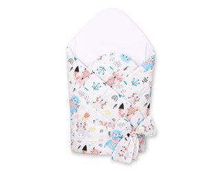 Usztywniany rożek dla niemowląt z wiązaniem - niebieskie misie