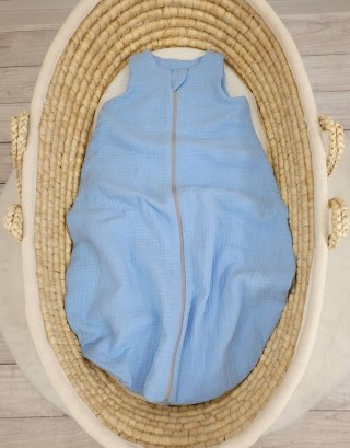 Muślinowy śpiworek dla dzieci zaokrąglony BABY 6-12 mcy TOG 1.0 - blue