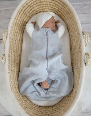 Muślinowy śpiworek dla niemowląt zaokrąglony 0–6 miesięcy TOG 1.0 - 100% bawełna - szary