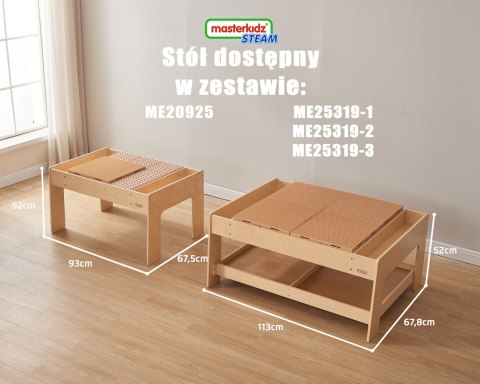 MASTERKIDZ Drewniany Stół Edukacyjny + AKCESORIA STEM WALL + 135 Klocków MASTERKIDZ Drewniany Stół Edukacyjny + AKCESORIA STEM WALL + 135 Klocków