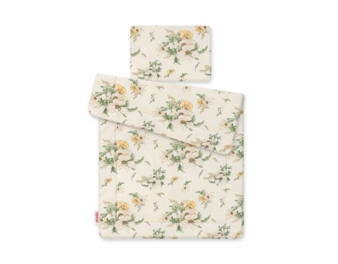 Pościel dla niemowląt z wypełnieniem 75x100 cm – komplet 2-częściowy do łóżeczka - Clematis on beige