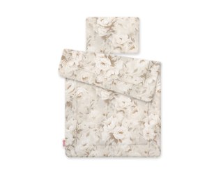 Pościel dla niemowląt 2-częściowa 75x100 cm z wypełnieniem – 100% bawełna, hipoalergiczna - Peonies beige