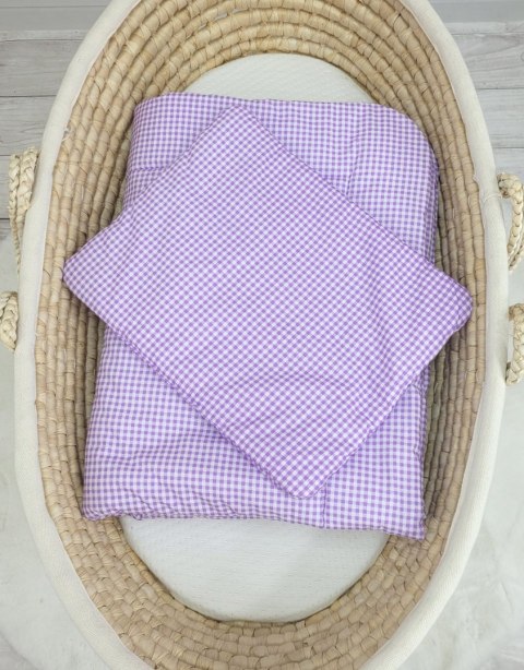 Pościel dla niemowląt z wypełnieniem 75x100 cm – komplet 2-częściowy do łóżeczka - Pepitka fioletowa