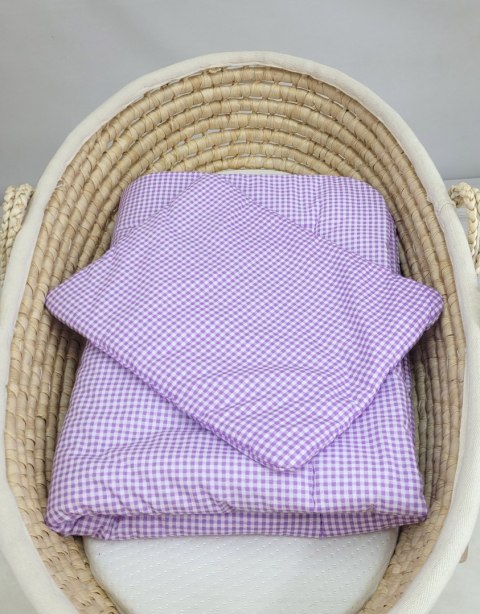 Pościel dla niemowląt z wypełnieniem 75x100 cm – komplet 2-częściowy do łóżeczka - Pepitka fioletowa