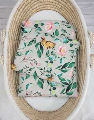 Pościel dla niemowląt z wypełnieniem 75x100 cm – komplet 2-częściowy do łóżeczka - Rabbit with flowers