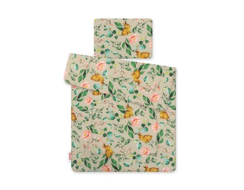 Pościel dla niemowląt z wypełnieniem 75x100 cm – komplet 2-częściowy do łóżeczka - Rabbit with flowers