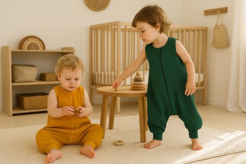 Muślinowy śpiworek dla dzieci z nogawkami L 9-24 mcy letni TOG 1.0 - musztardowy