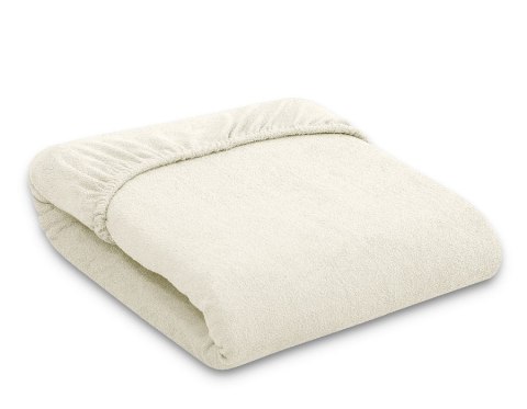 Prześcieradło frotte z gumką 120x60 cm do łóżeczka dziecięcego - kremowe