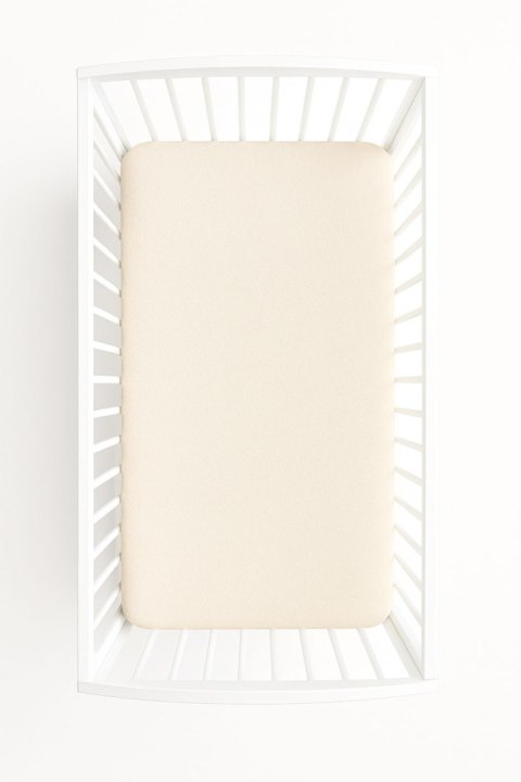 Prześcieradło frotte z gumką 120x60 cm do łóżeczka dziecięcego - kremowe