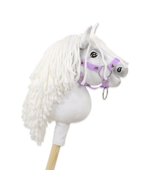 Hobby Horse – Biały Koń na Kiju z Grzywą A5 Ręcznie Szyty Premium