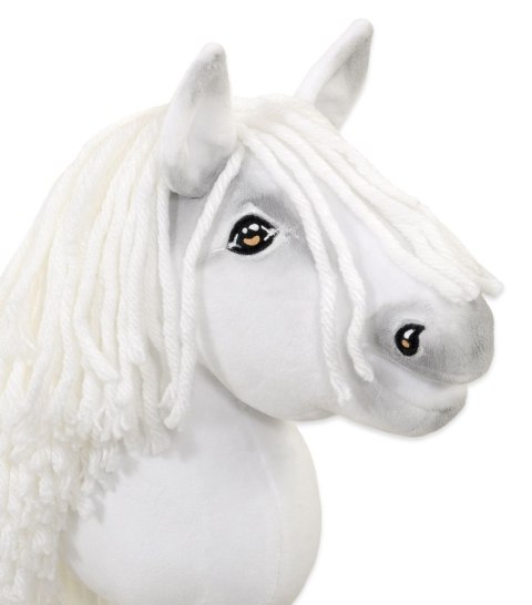 Hobby Horse – Biały Koń na Kiju z Grzywą A5 Ręcznie Szyty Premium
