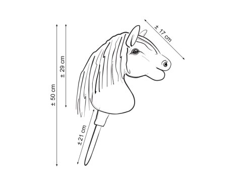 Hobby Horse – Biały Koń na Kiju z Grzywą A5 Ręcznie Szyty Premium