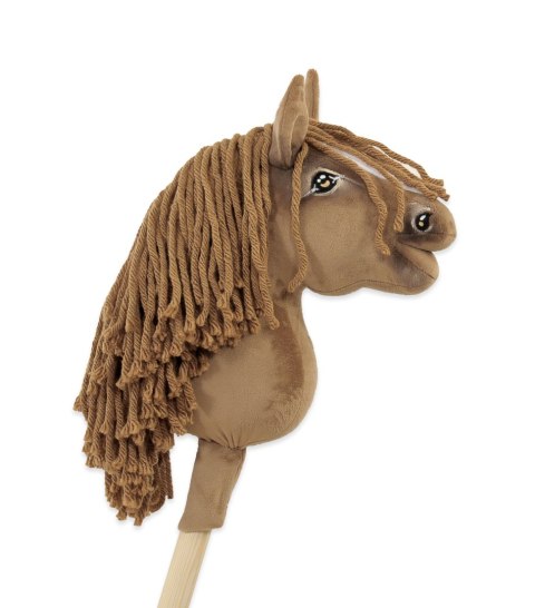 Hobby Horse – Jasny kasztan Koń na Kiju z Grzywą A5 Ręcznie Szyty Premium